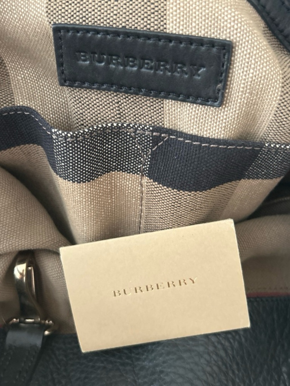 Burberry Black & Brown Canvas Leather Tassel Bucket Shoulder Bag - Picture 4 of 5